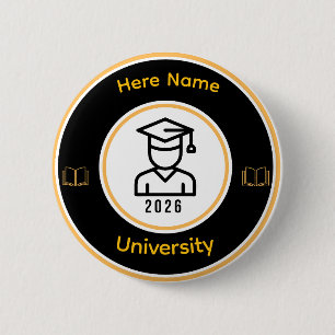 Elegant 2026 Graduate   Personalized Gold Seal 2 Inch Round Button
