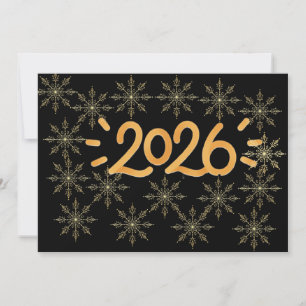 Elegant 2026  with gold snow/inivtation invitation