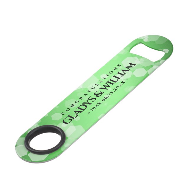 Elegant 20th 38th 55th Emerald Wedding Anniversary Bar Key (Front Angled)