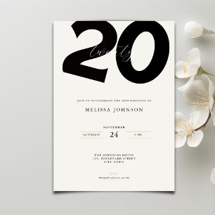 Elegant 20th Birthday Invitation - Minimal Style