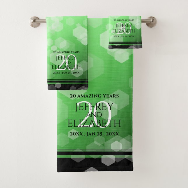 Elegant 20th Emerald Anniversary Bath Towel Set (Insitu)
