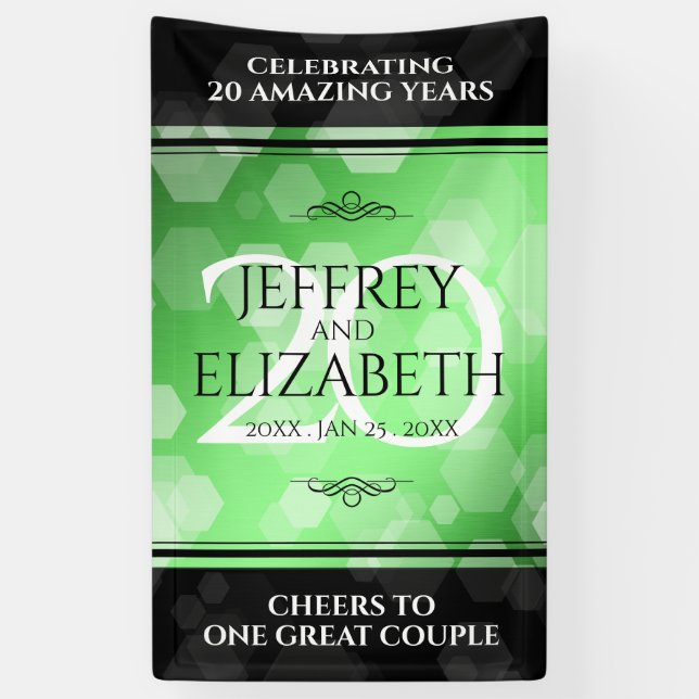 Elegant 20th Emerald Wedding Anniversary Banner (Vertical)