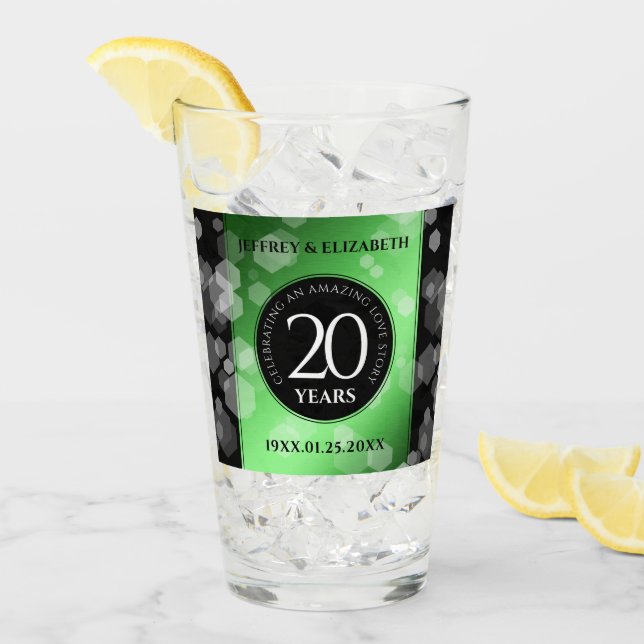 Elegant 20th Emerald Wedding Anniversary Glass (Front Ice)
