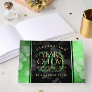 Elegant 20th Emerald Wedding Anniversary Guest Book