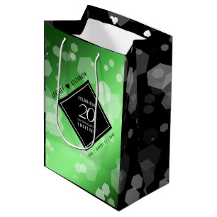 Elegant 20th Emerald Wedding Anniversary Medium Gift Bag