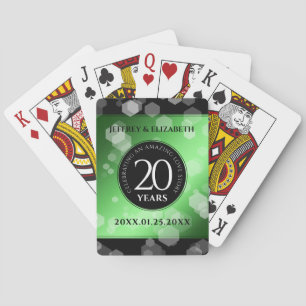 Elegant 20th Emerald Wedding Anniversary Playing Cards