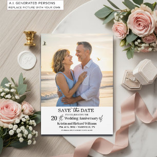 Elegant 20th Wedding Anniversary Photo Save The Date