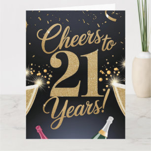 "Elegant 21st Birthday Design – Gold Glitter Card