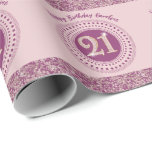 Elegant 21st Birthday Rose Gold Glitter & Stripes Wrapping Paper<br><div class="desc">Elegant & unique rose gold glitter number 21 with glitter stripes and modern circular dots and lines. Customize the name.</div>