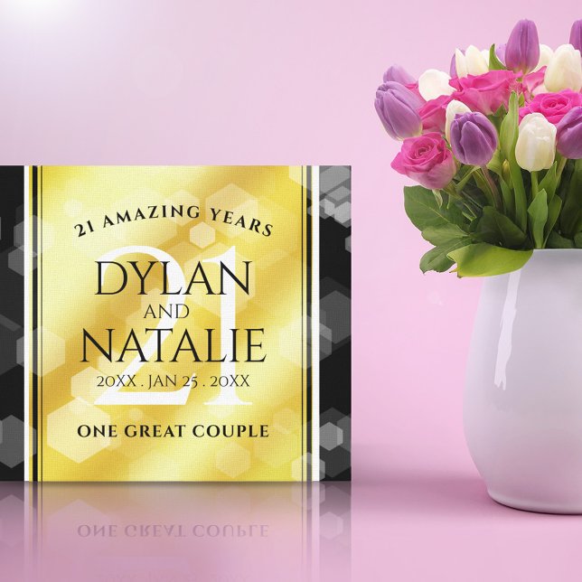 Elegant 21st Brass Wedding Anniversary Celebration Canvas Print (Creator Uploaded)