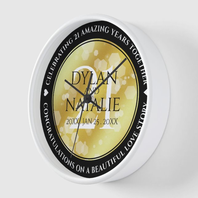 Elegant 21st Brass Wedding Anniversary Celebration Clock (Angle)