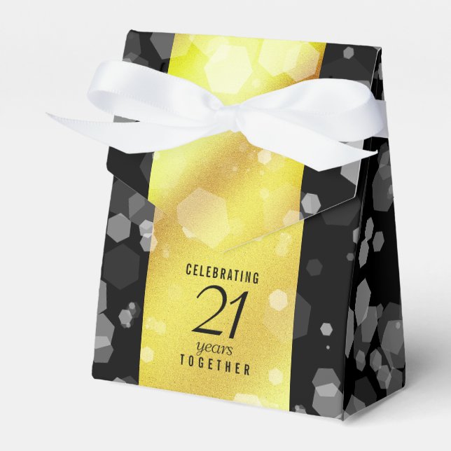 Elegant 21st Brass Wedding Anniversary Celebration Favor Box (Front Side)