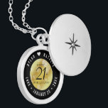 Elegant 21st Brass Wedding Anniversary Celebration Locket Necklace<br><div class="desc">Commemorate the 21st wedding anniversary with this elegant locket! Elegant black and white lettering with hexagonal confetti on a brass foil background add a memorable touch for this special occasion and extraordinary milestone. Customize with the happy couple's names, and dates for their brass anniversary. Design © W.H. Sim, All Rights...</div>