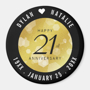 Elegant 21st Brass Wedding Anniversary Celebration Magnet