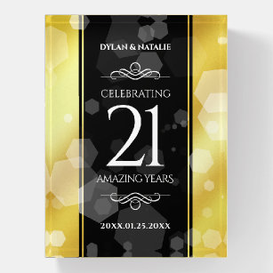 Elegant 21st Brass Wedding Anniversary Celebration Paperweight