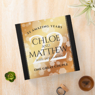 Elegant 22nd Copper Wedding Anniversary Binder