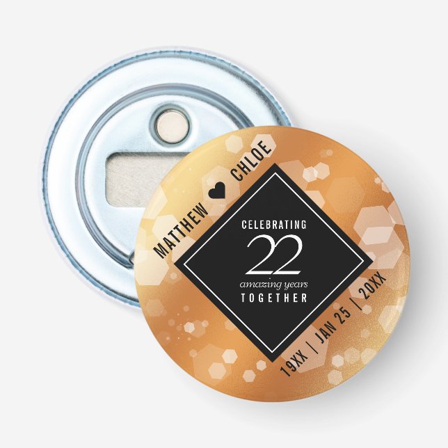 Elegant 22nd Copper Wedding Anniversary Bottle Opener (Front)