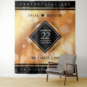 Elegant 22nd Copper Wedding Anniversary Tapestry