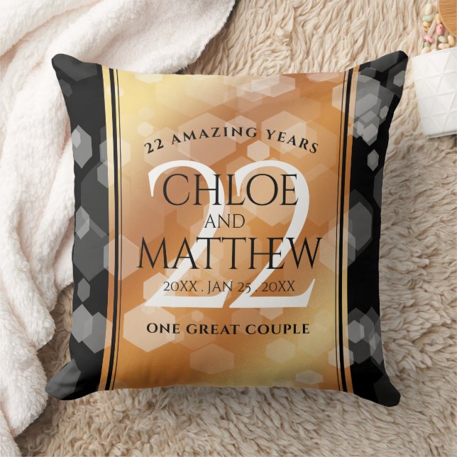 Elegant 22nd Copper Wedding Anniversary Throw Pillow (Blanket)