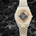Elegant 22nd Copper Wedding Anniversary Watch<br><div class="desc">Celebrate the 22nd copper wedding anniversary and a love that stands the test of time with this stylish watch! Elegant black and white lettering with hexagonal confetti on a copper foil background add a memorable touch for this special occasion and extraordinary milestone. Personalize with the couple's names and dates of...</div>