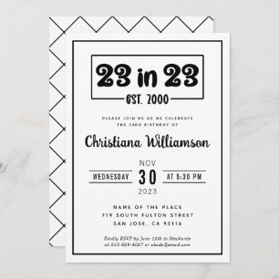 Elegant 23rd Birthday Gift 23 in 23 Est 2000 Invitation