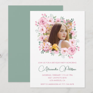 Elegant 23rd birthday invitations Photo Floral