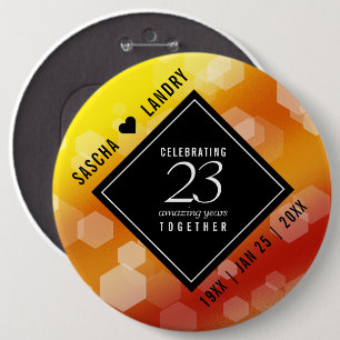 Elegant 23rd Imperial Topaz Wedding Anniversary 6 Inch Round Button
