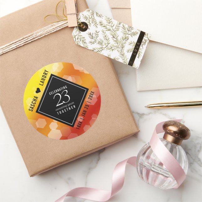 Elegant 23rd Imperial Topaz Wedding Anniversary Classic Round Sticker (Gifting)