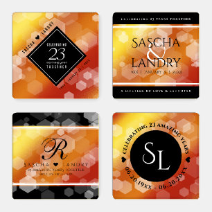 Elegant 23rd Imperial Topaz Wedding Anniversary Coaster Set