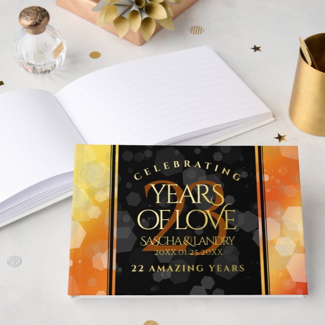 Elegant 23rd Imperial Topaz Wedding Anniversary Guest Book (Elegant 23rd Imperial Topaz Wedding Anniversary Foil Guest Book Cover Photo)