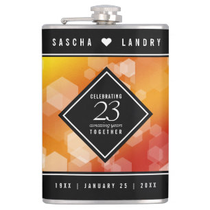 Elegant 23rd Imperial Topaz Wedding Anniversary Hip Flask