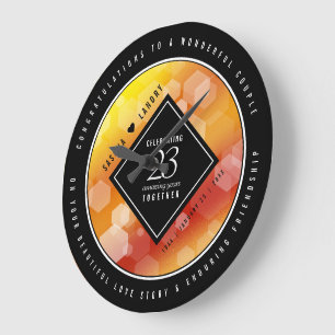 Elegant 23rd Imperial Topaz Wedding Anniversary Large Clock