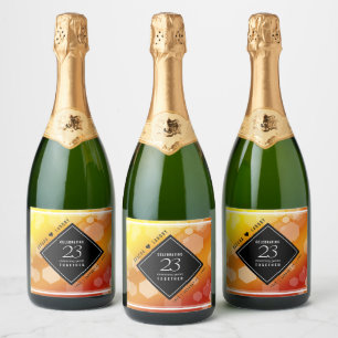 Elegant 23rd Imperial Topaz Wedding Anniversary Sparkling Wine Label