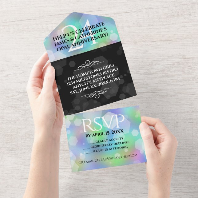 Elegant 24th Opal Wedding Anniversary Celebration All In One Invitation (Tearaway)