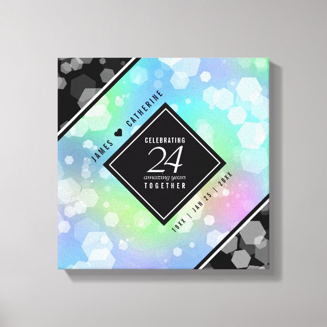 Elegant 24th Opal Wedding Anniversary Celebration Canvas Print (Front)