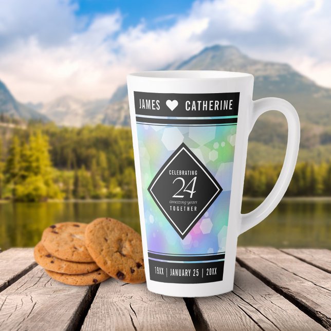 Elegant 24th Opal Wedding Anniversary Celebration Latte Mug (Creator Uploaded)