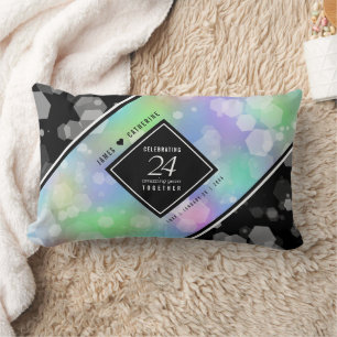 Elegant 24th Opal Wedding Anniversary Celebration Lumbar Pillow