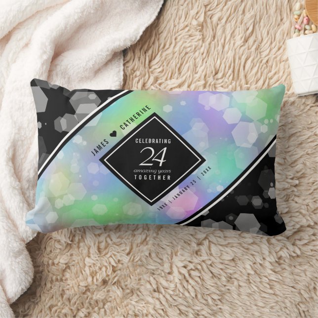 Elegant 24th Opal Wedding Anniversary Celebration Lumbar Pillow (Blanket)