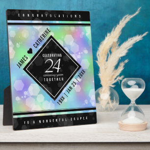 Elegant 24th Opal Wedding Anniversary Celebration Plaque