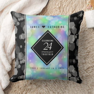 Elegant 24th Opal Wedding Anniversary Celebration Throw Pillow