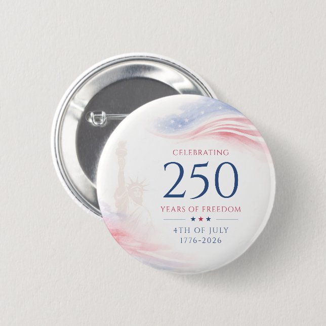 Elegant 250th American Independence Day 4th July 2 Inch Round Button (Front & Back)