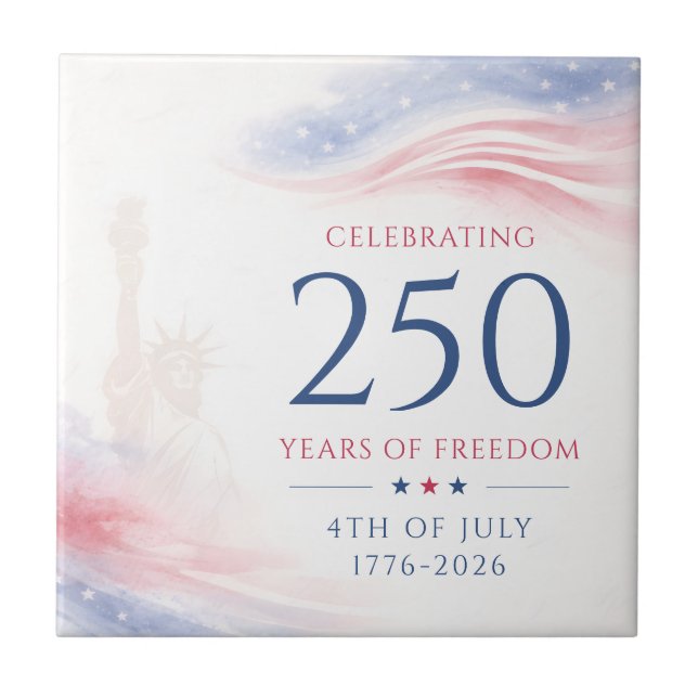 Elegant 250th American Independence Day 4th July Tile (Front)