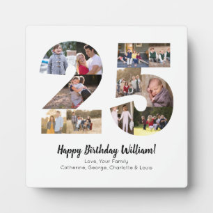 Elegant 25 Number Photo Collage Custom Greeting Plaque