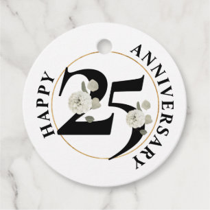 Elegant 25th Anniversary Floral Favour Tags