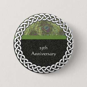 Elegant 25th Anniversary Lapel Pin/Button 2 Inch Round Button