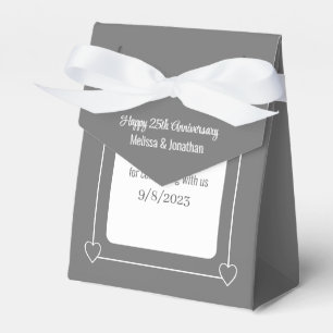 Elegant 25th Anniversary Romantic Hearts Silver Favor Box