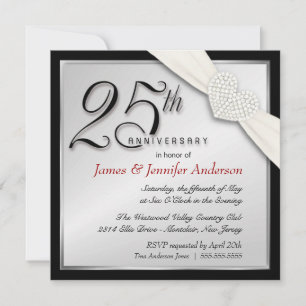 Elegant 25th Silver Anniversary Party Invitations