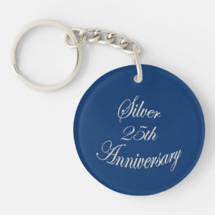Elegant 25th Silver Anniversary Personalized Keychain