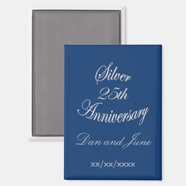 Elegant 25th Silver Anniversary Personalized       Magnet (Front/Back)