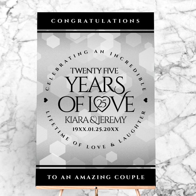 Elegant 25th Silver Wedding Anniversary Acrylic Sign (Elegant 25th Silver Wedding Anniversary Acrylic Sign Cover Photo)